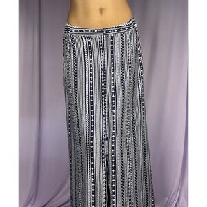Robert Louis Blue White Tribal Maxi Skirt Womens Size M Boho Peasant Hippie Warm